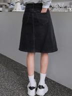 Kotty Womens Cotton Lycra Blend Solid Skirt Oil Black