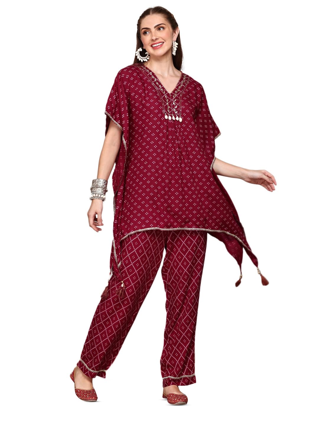 Ishin Women Maroon 2 Pcs Set (Kurta With Bottom)