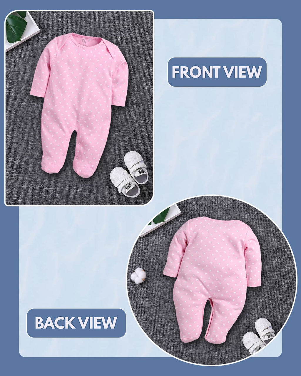 BabyGo Baby Romper 100% Cotton Rompers for New Born Baby|Night Suits for Baby Boys & Girls