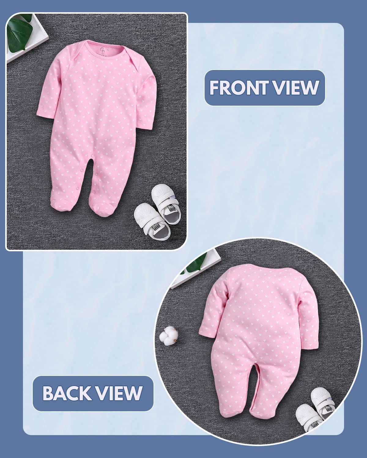 BabyGo Baby Romper 100% Cotton Rompers for New Born Baby|Night Suits for Baby Boys & Girls