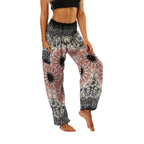 Lu's Chic Women's Boho Pants Harem Smocked Waist Yoga Hippie Palazzo Summer Beach Pants Pattern10 One Size