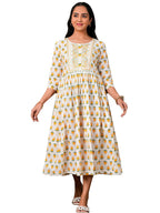 Libas WomenS Cotton Fit And Flare Midi Casual Dress (37105_White