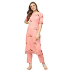Idalia Peach Umbrella Print Kurta With Pants