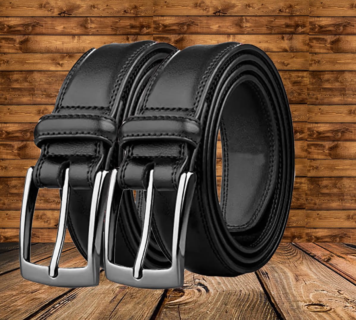 Men Casual Black, Black Artificial Leather Belt ()_279 38