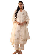 Libas Art Womens Embroidered Silk Blend Straight Kurta With Trousers and Dupatta