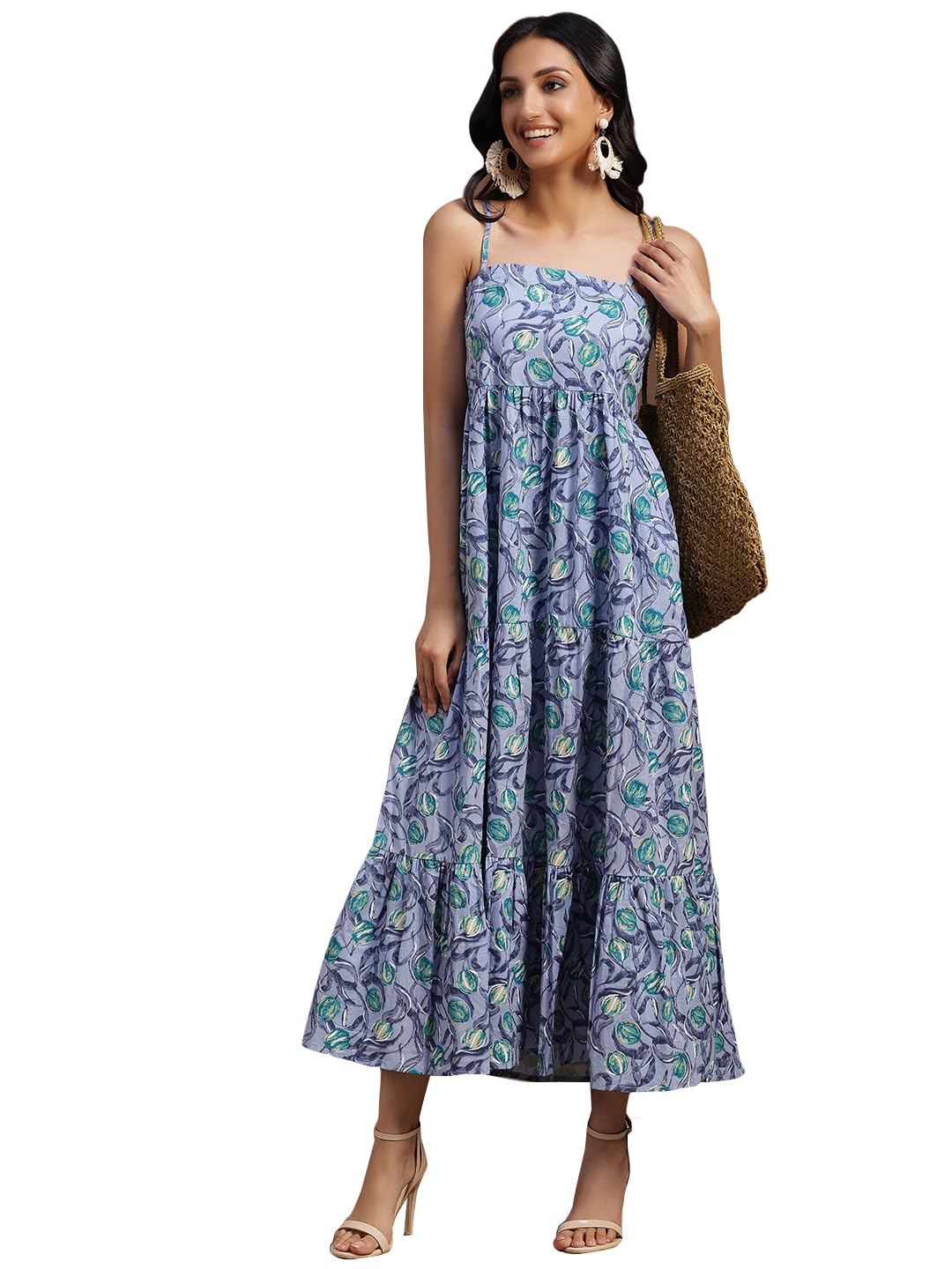 Libas WomenS Cotton Fit And Flare Maxi Dress (26920_Grey