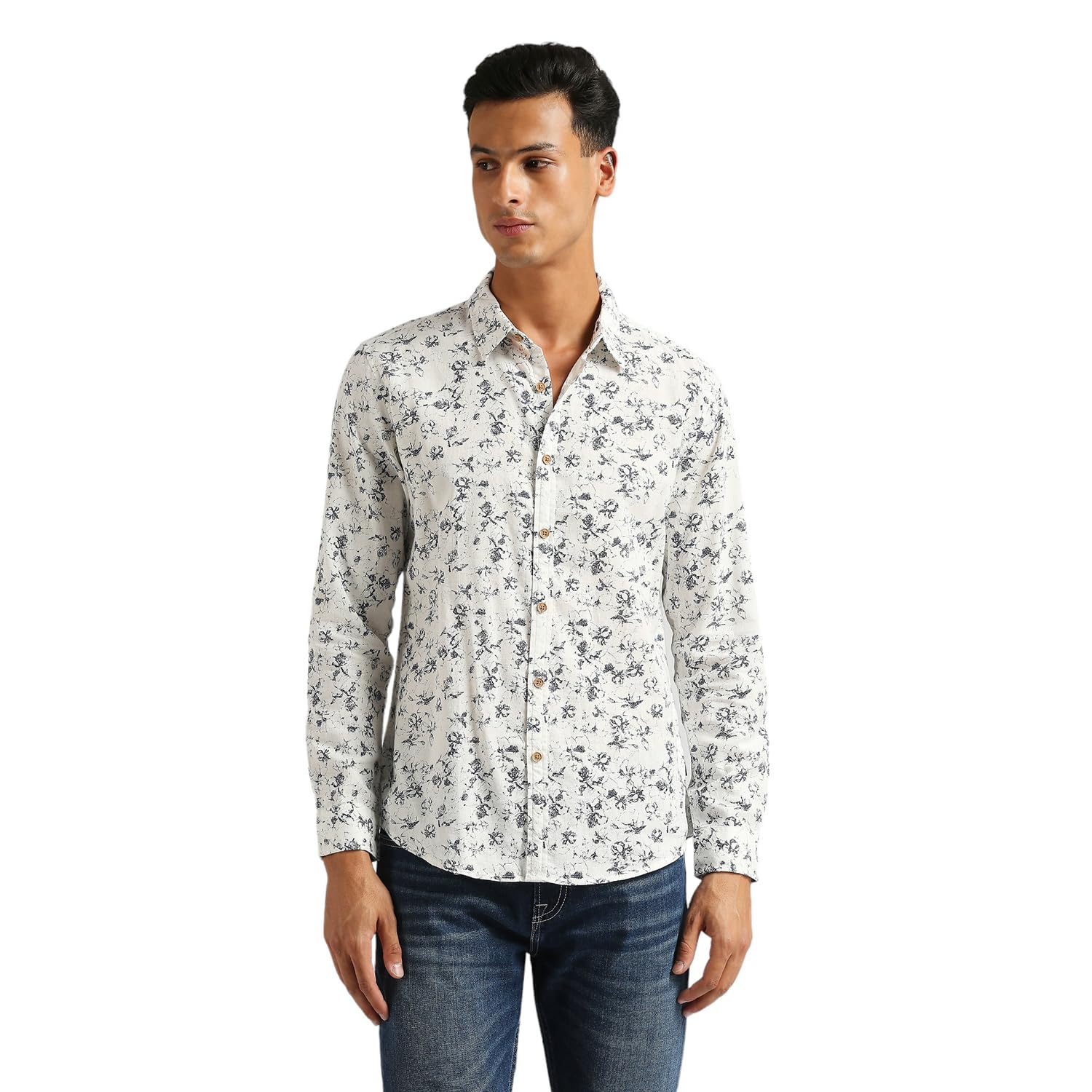 Pepe Jeans MenS Floral Regular Fit Shirt (Pm308703_White