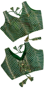 Pujia Mills Womens Fancy Sleeveless Green Saree Blouse(Om Green)