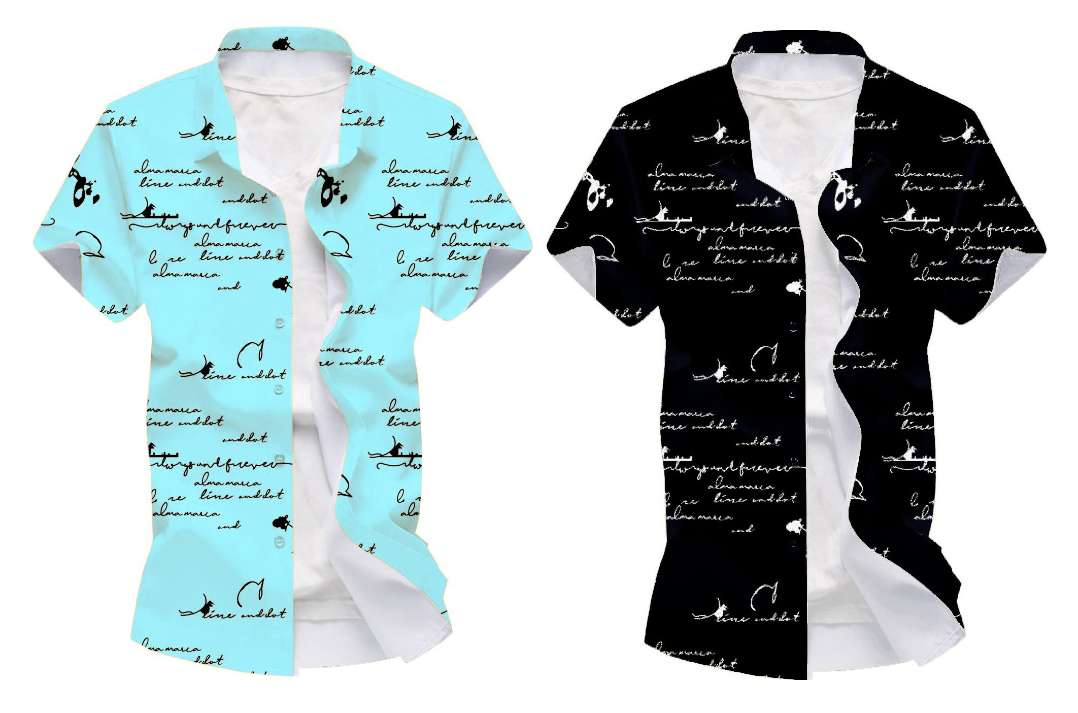Kadiyu Half Sleeve Casual Printed Shirts For Men Regular Fit Printed Spread Collar Casual Shirt Lycra Fabric With Combo Shirt (P