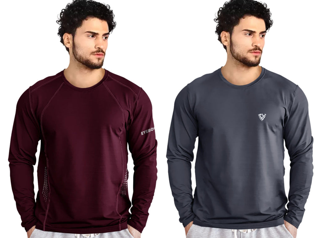 Noble Monk MenS Regular Fit T Shirt (Combo Pack Of 2) |Full Sleeves |Round Neck |Casual Tshirt For Men