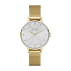 Skagen Women's Anita Lille Three-Hand Gold Stainless Steel Mesh Band Watch (Model: SKW2150)