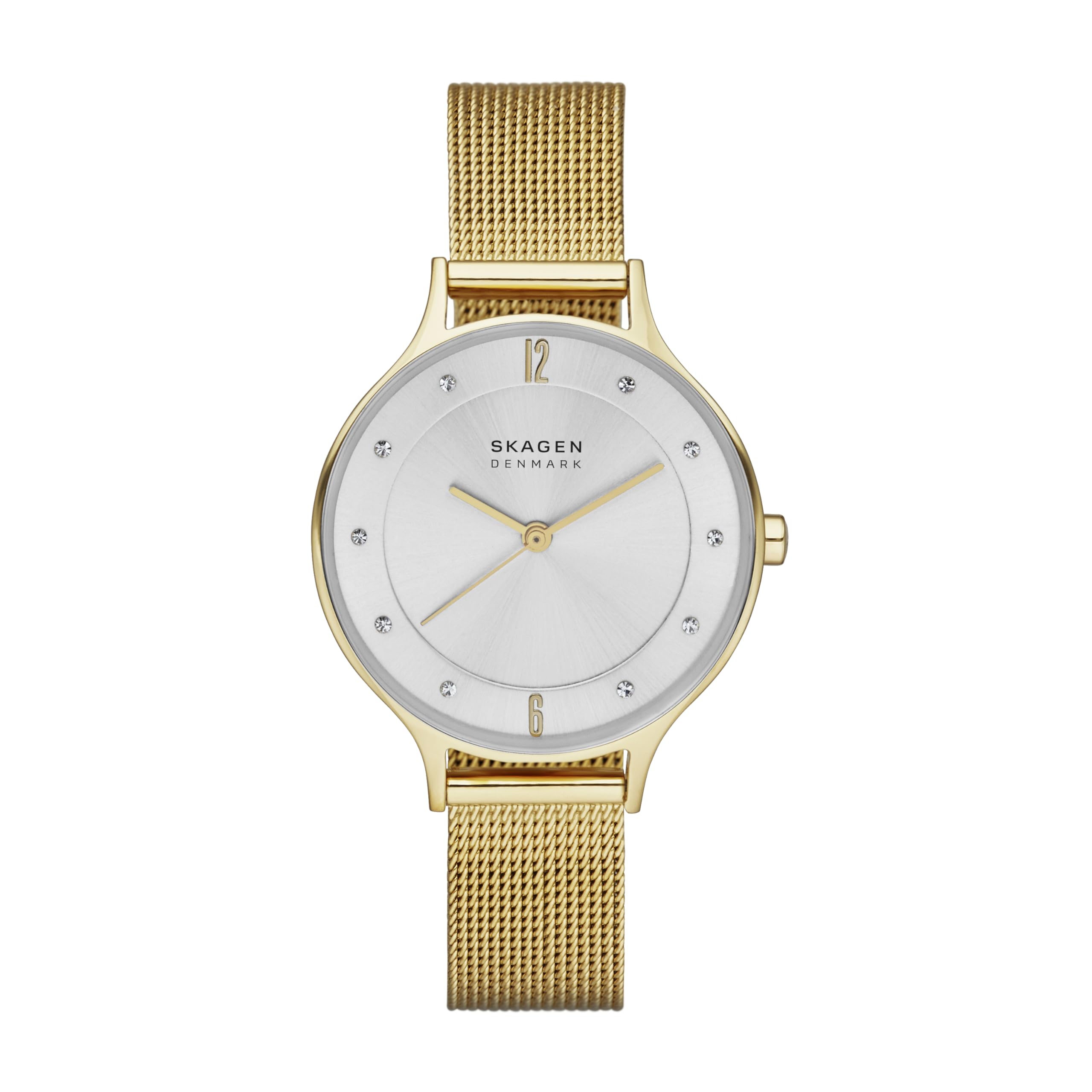 Skagen Women's Anita Lille Three-Hand Gold Stainless Steel Mesh Band Watch (Model: SKW2150)