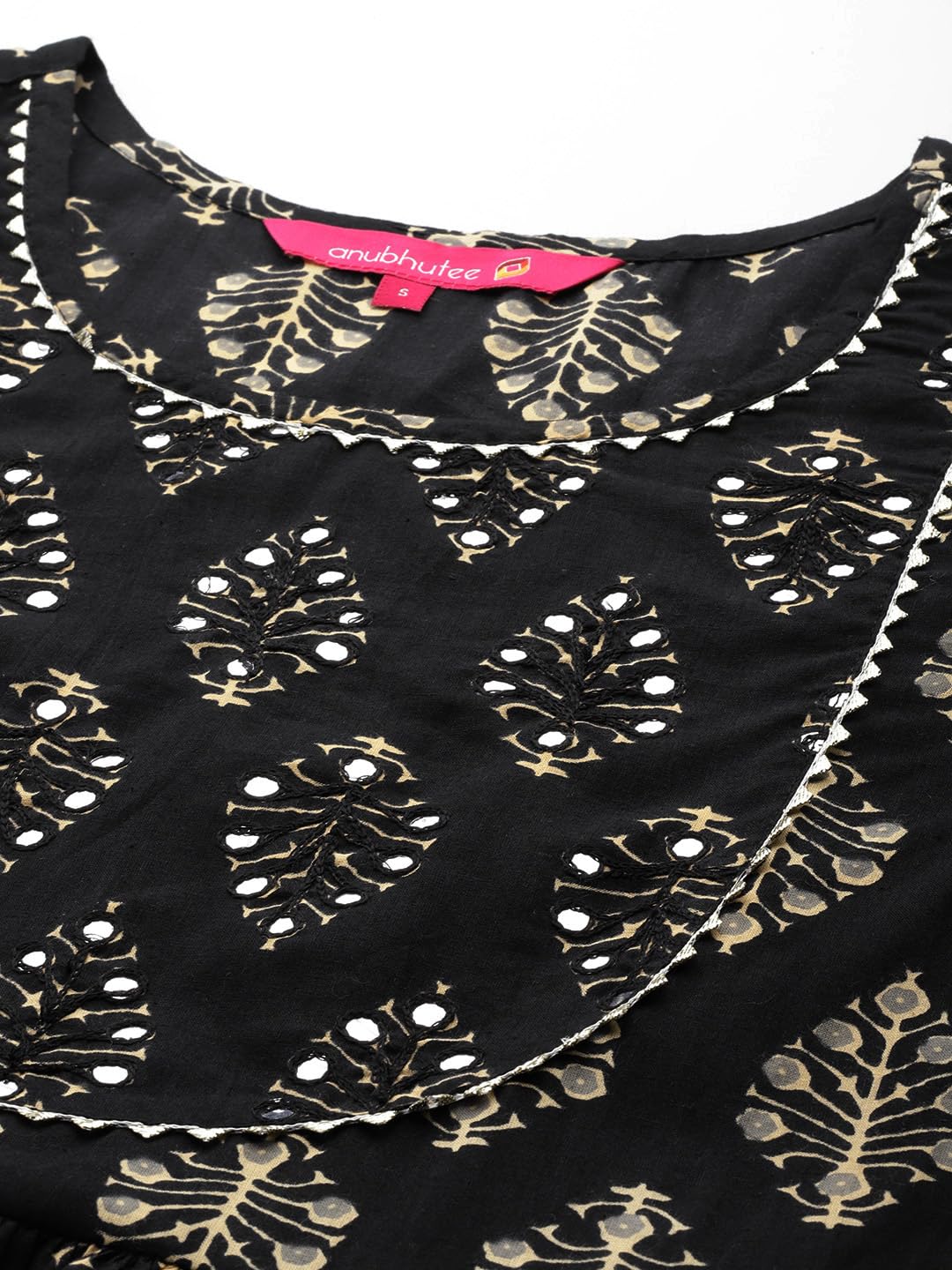 Anubhutee Women'S Pure Cotton Ethnic Motifs Printed Maroon Straight Kurta Suit Set With Trousers Dupatta