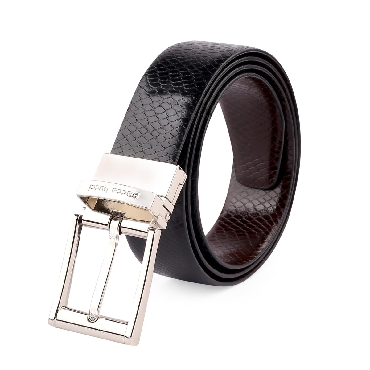 Bacca Bucci MenS Reversible Classic Dress Belt Italian Top Grain Genuine Leather Black & Brown With Rotating Metal BuckleBlack 28-30