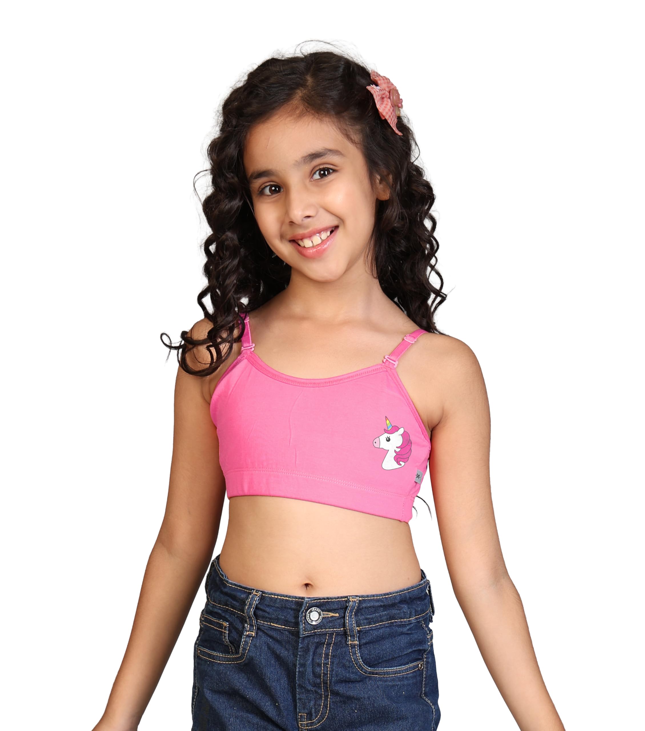 Kyda Kids Girls Antibacterial Printed Cotton Non Padded, Beginners Bra For Girls