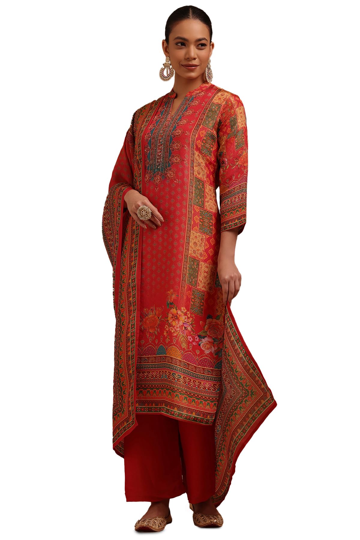 Soch Women Shimmer Ethnic Motifs Suit Set with Work