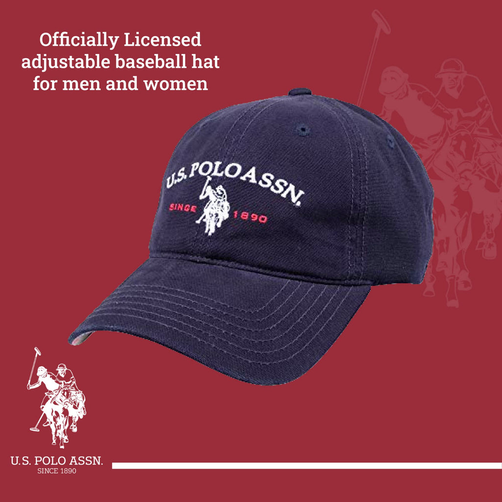 U.S Polo Assn. Embroidered Pony Horse Logo Since 1890 Adjustable Cotton Baseball Hat with Curved Brim, Navy, One Size