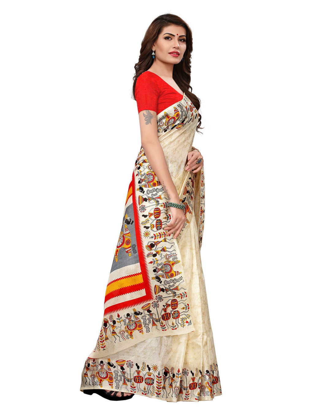 Satrani Womens Art Silk Saree With Blouse Piece
