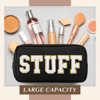 4 Pcs Preppy Makeup Bag Chenille Letter Nylon Cosmetic Bag Makeup Organizer Bag Toiletry Cosmetic Case Preppy Bag with Zipper St