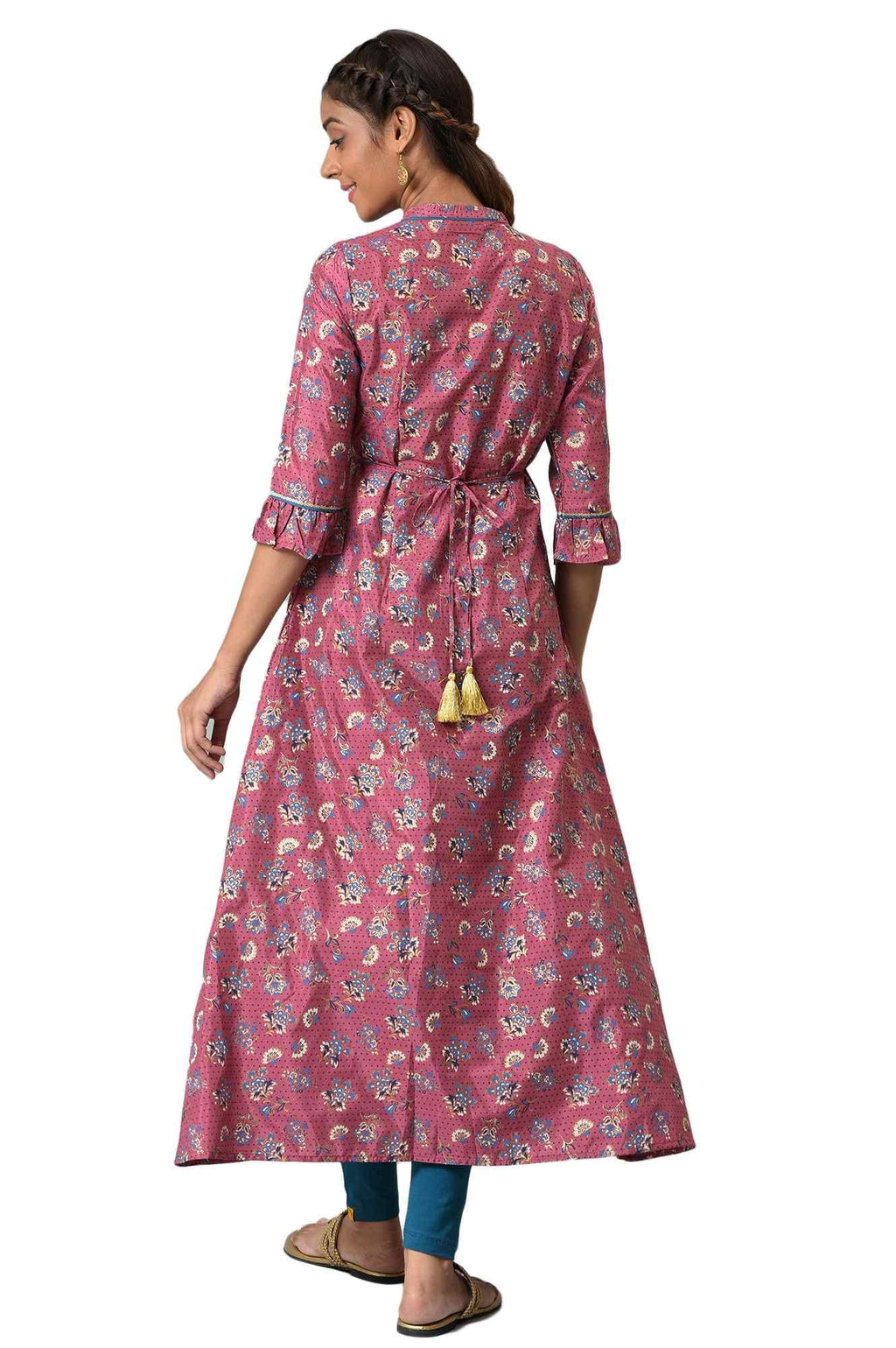 Aurelia Pink Foil Pattern Kurta with Sequins