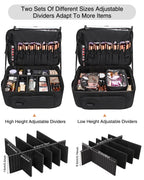 Relavel Rolling Makeup Case with 4 Clear Makeup Bags, Makeup Backpack with Adjustable Dividers,Cosmetic Train Case Storage with