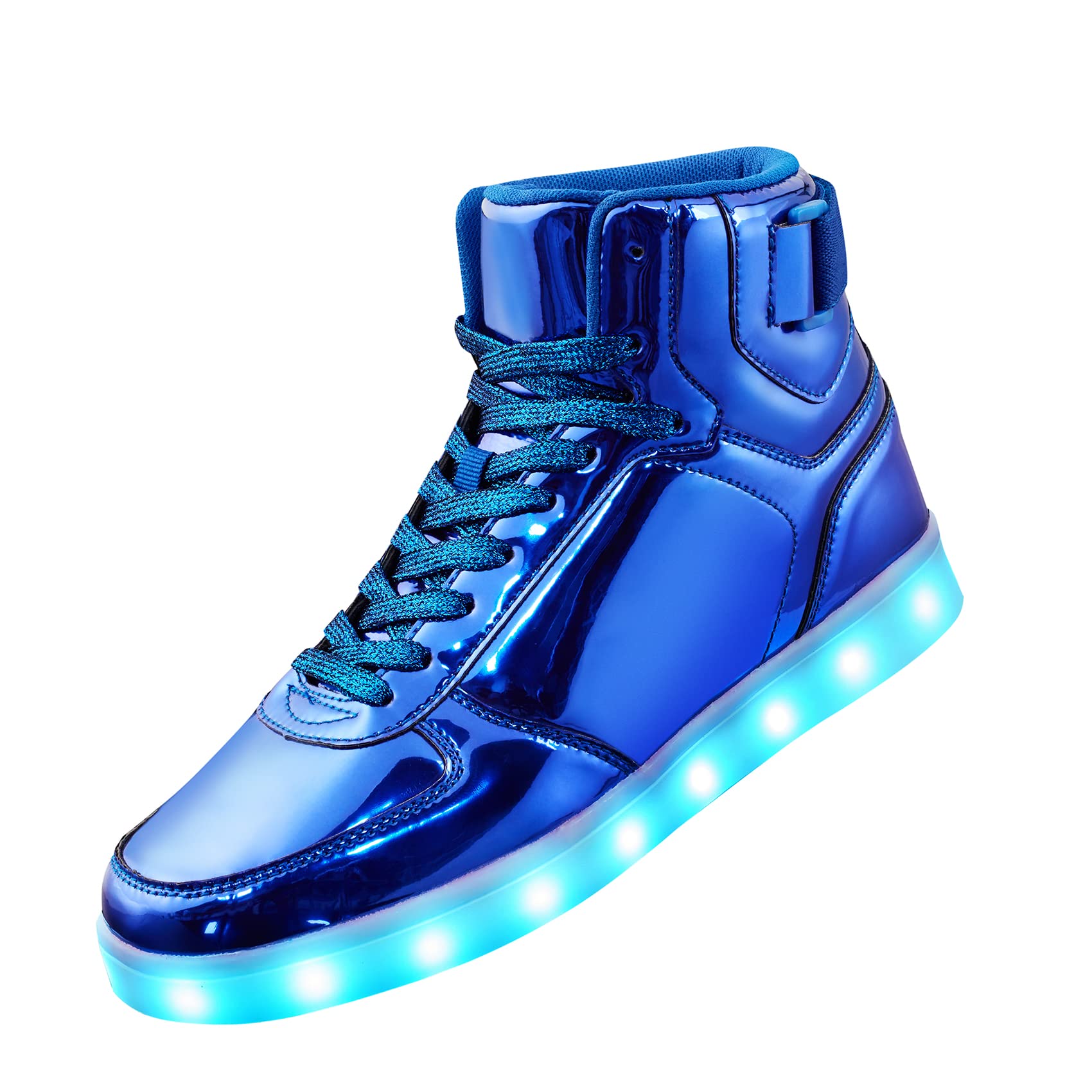 DIYJTS Unisex LED Light Up Shoes, Fashion High Top LED Sneakers USB Rechargeable Glowing Luminous Shoes for Men, Women, Teens Bl