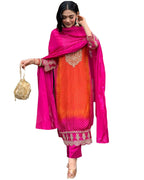 ANNI DESIGNER Womens Rayon Blend Straight Embroidered Kurta with Pant & Dupatta (Lasivan Pink_4XL_Pink_XXXX-Large)