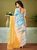 Satrani WomenS Linen Zari Border Printed Ready To Wear One Minute Pre Pleated Readymade Saree With Unstitched Blouse Piece (34R