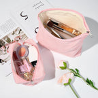 SOIDRAM 2 Pieces Makeup Bag Large Corduroy Cosmetic Bag Capacity Canvas Mix Travel Toiletry Bag Organizer Cute Makeup Brushes Ae