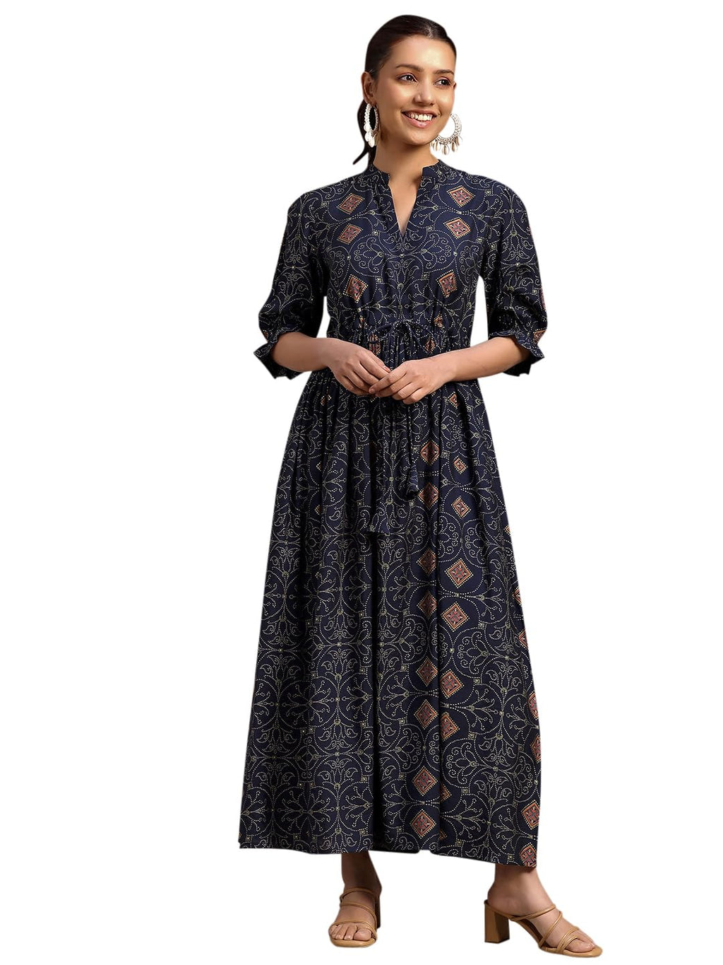 Libas WomenS Silk A-Line Midi Dress (29173R Blue