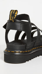 Dr. Martens Women's Blaire Fisherman Sandal, Black Hydro Leather,
