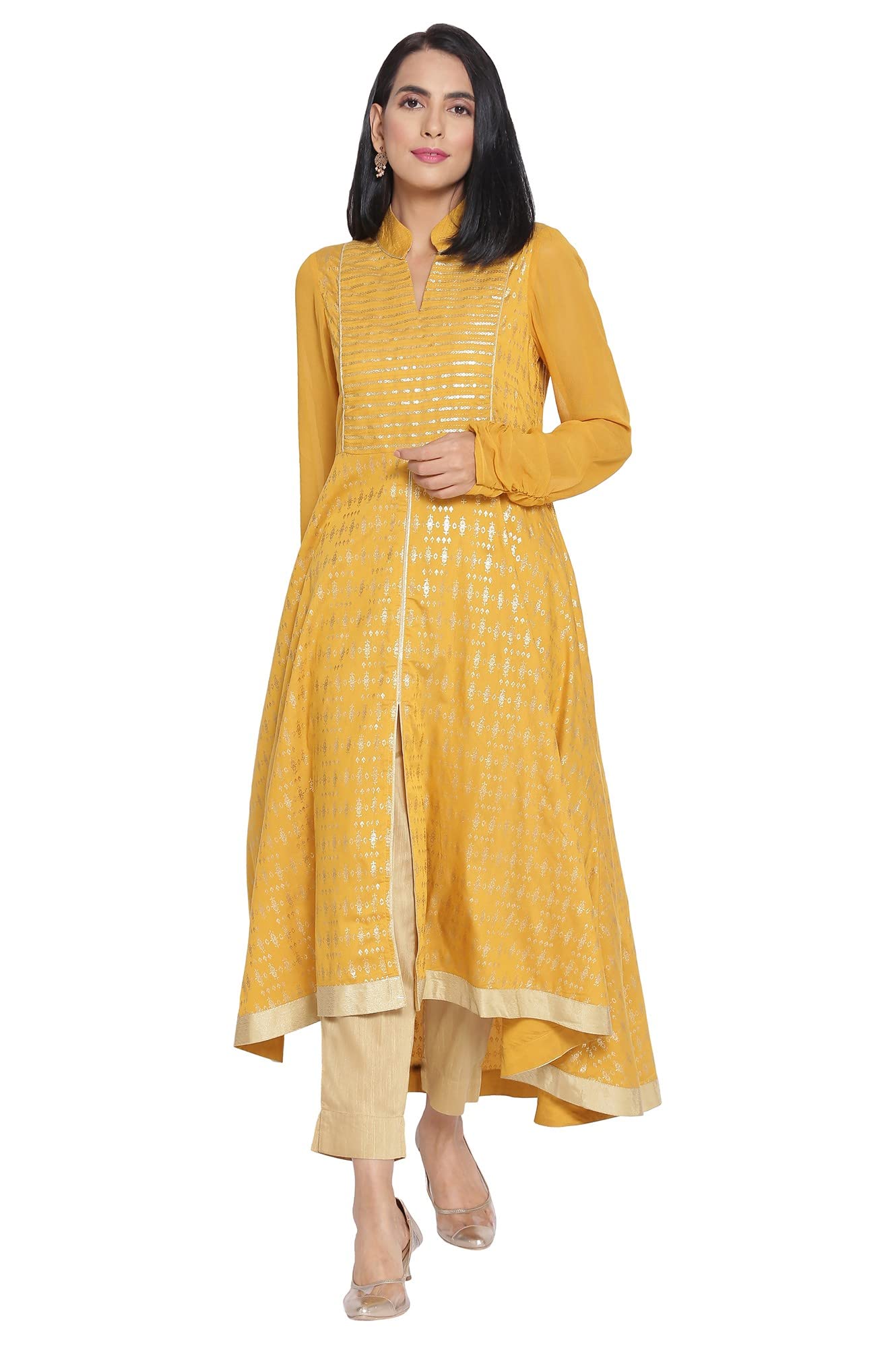 Aurelia Women'S Polyester Regular Kurta (21Aua12449-503391_Mustard_Xl)