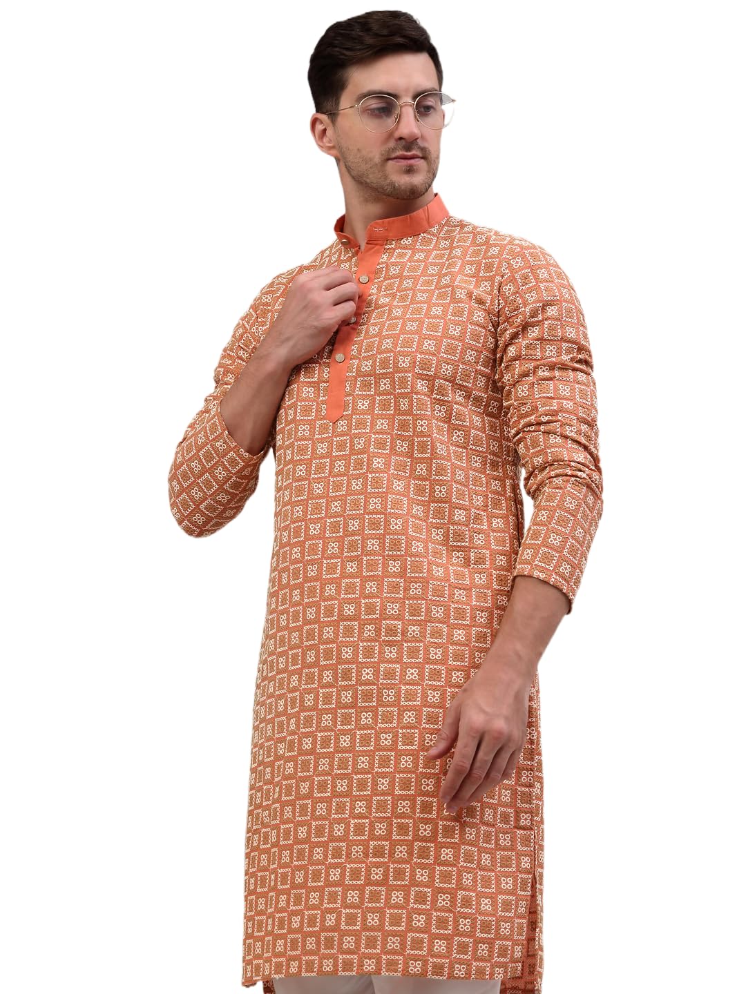 Jompers Mens Geometric Embroidered Kurta