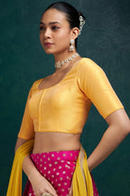 Soch Womens Mustard Art Silk Princessline Cut Padded Blouse
