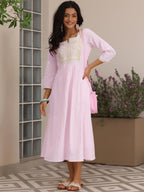 Libas WomenS Cotton A-Line Maxi Dress (37217_Pink