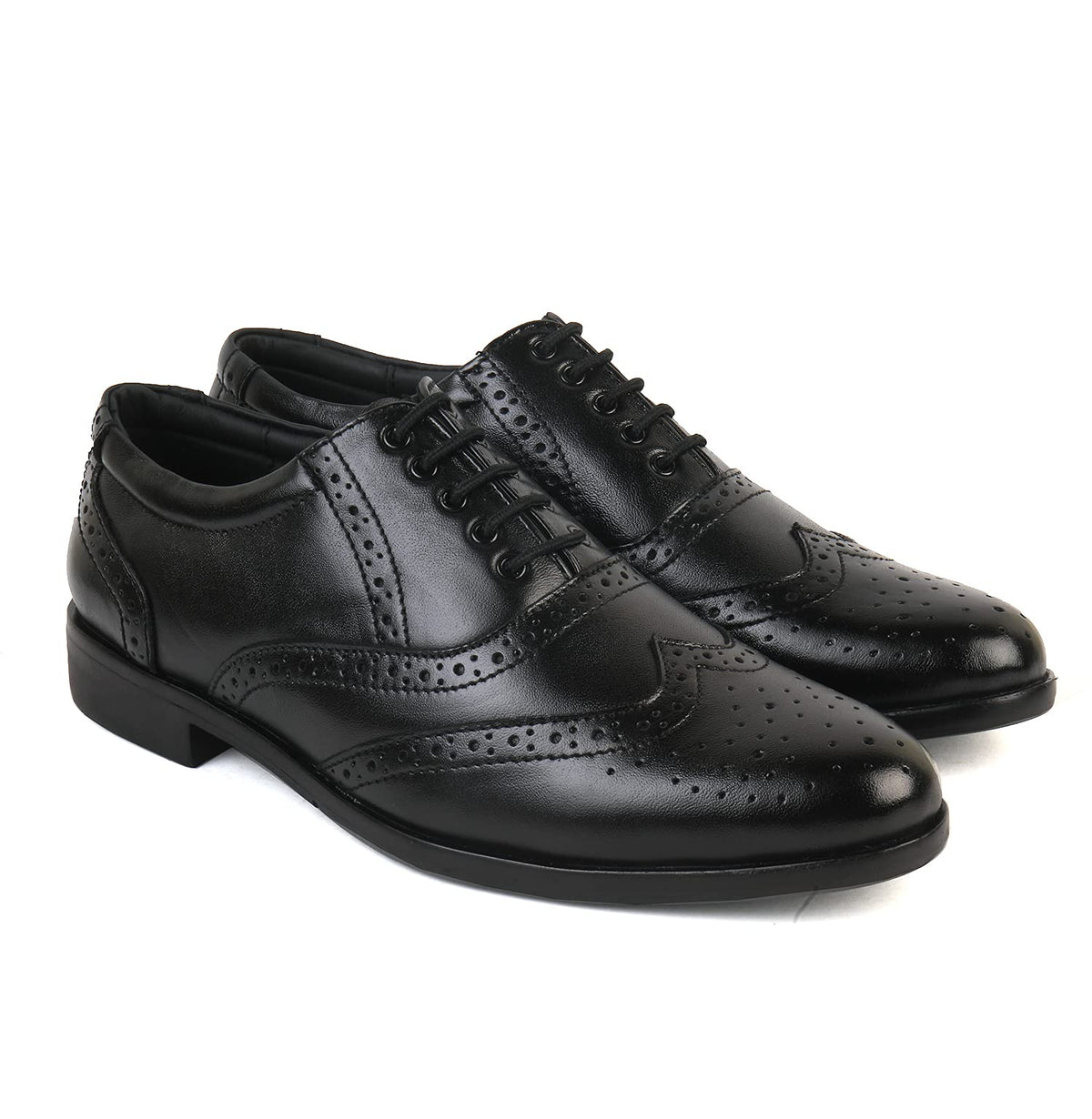 XHUGOY Black Leather Brogue Formal Shoe, Collage Shoe, School Shoe,Hotel Staff 8