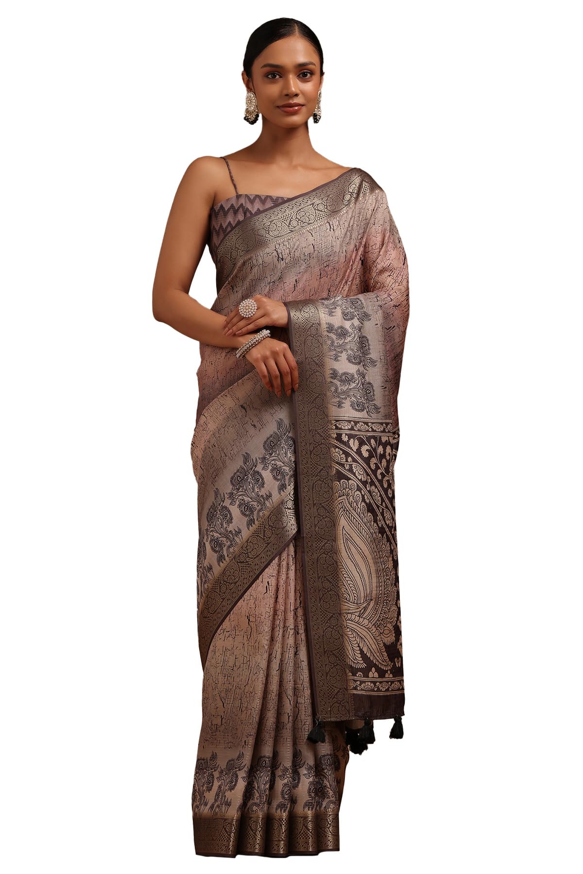Soch Women Tussar Abstract Print Saree