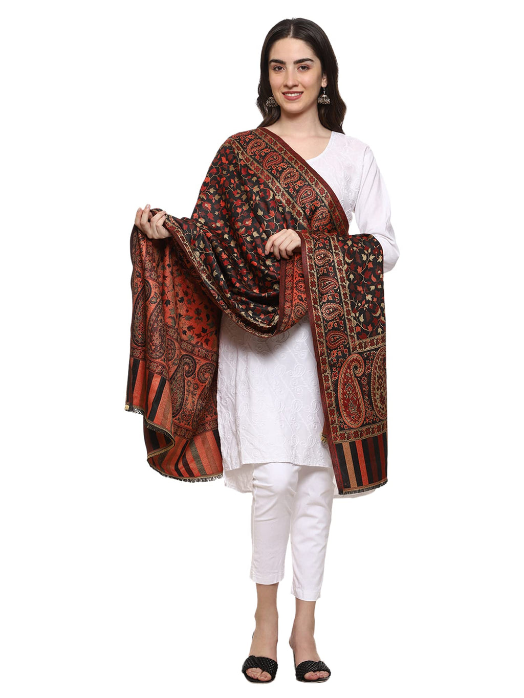 Weavers Villa Womens Kashmiri Woven Acro Wool Paisley Kani Ladies Shawl, 100cm x 200cm