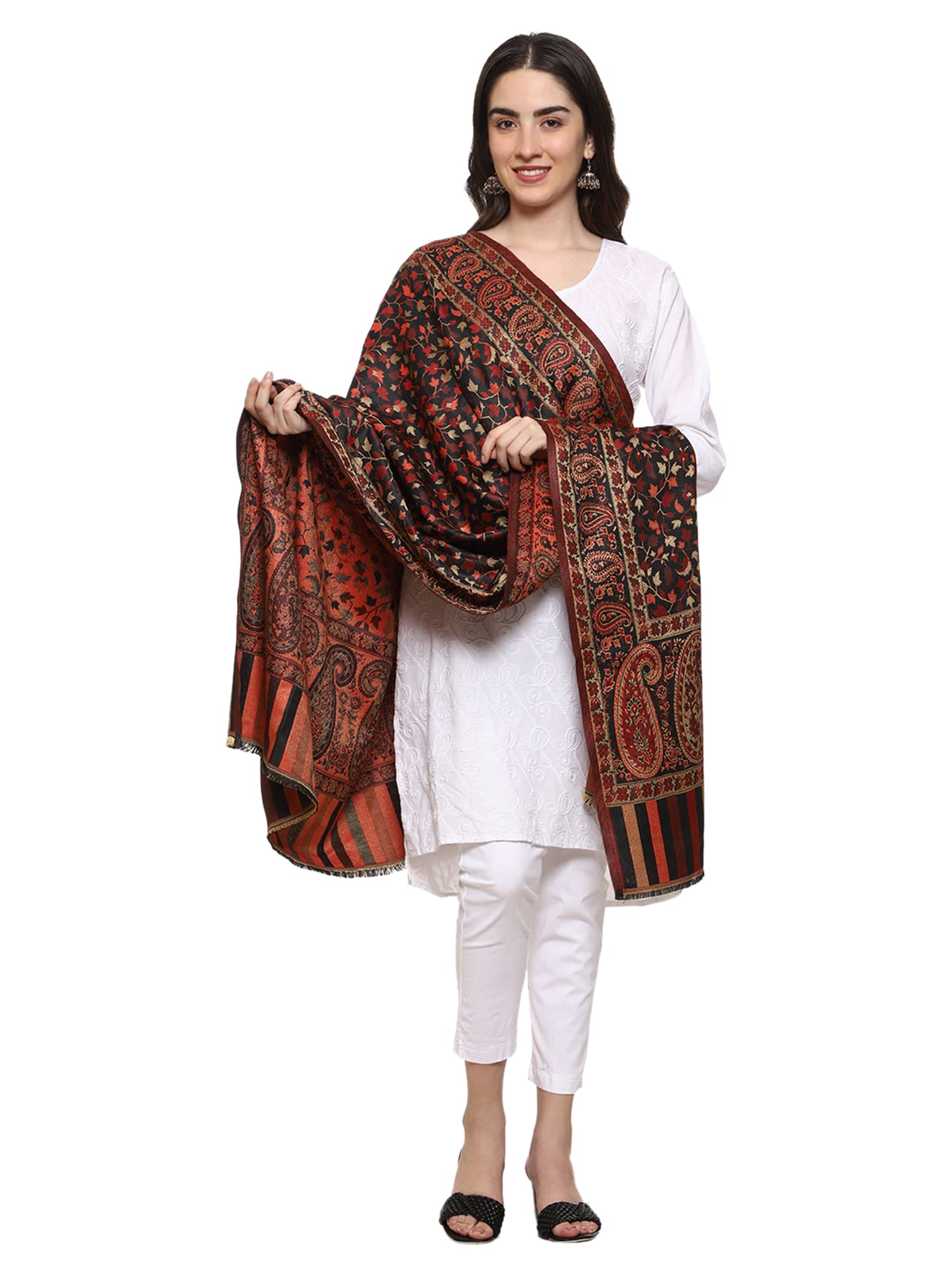 Weavers Villa Womens Kashmiri Woven Acro Wool Paisley Kani Ladies Shawl, 100cm x 200cm