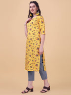 Lookmark Women'S Crepe Printed Regular Kurti | Kurta (K1100-S) Yellow