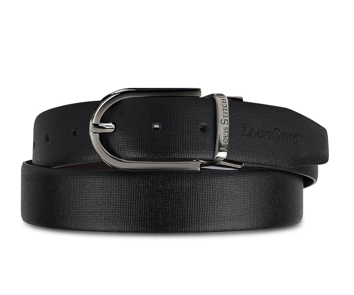 Louis Stitch MenS Spanish Leather Reversible Belt 1.25 Inch (35Mm) Handcrafted Formal Waist Strap With Gunmetal Buckle Belt For 32