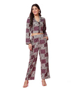 Tagdo Women'S Co-Ords Printed Dress Set (Shirt-Pair-5149-Wine-Xxl)
