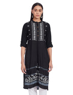 W For Woman Black Embroidered And Printed Shirt Kurta_21Few14261-114477_Xs