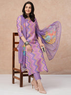 ANNI DESIGNER Women s Rayon Blend Kurta with Trousers and Dupatta, purple, 36