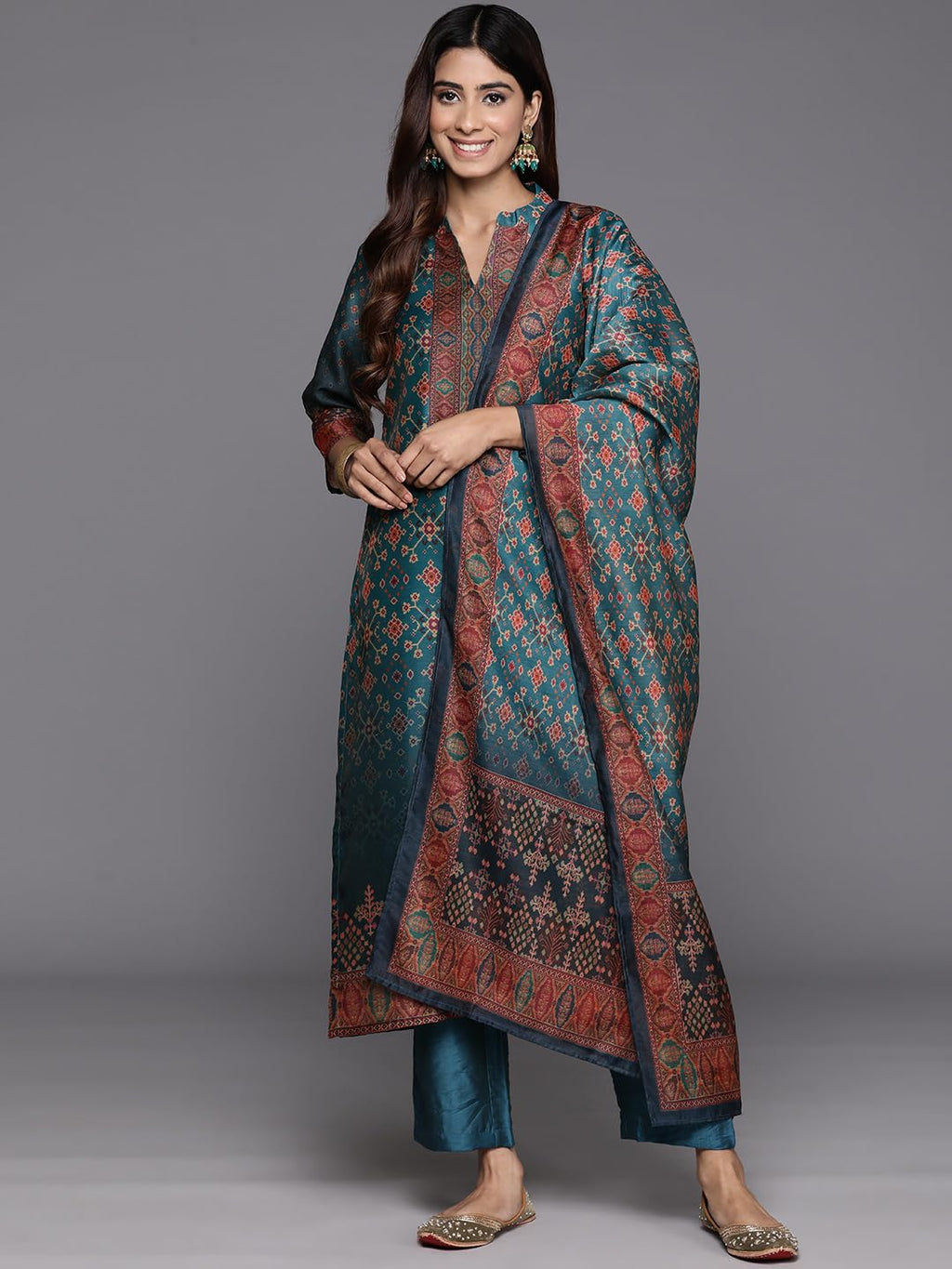 Varanga Mustard Printed Dress With Floral Embroidery On Sleeves  Stylish & Elegant Casual Dress For Women