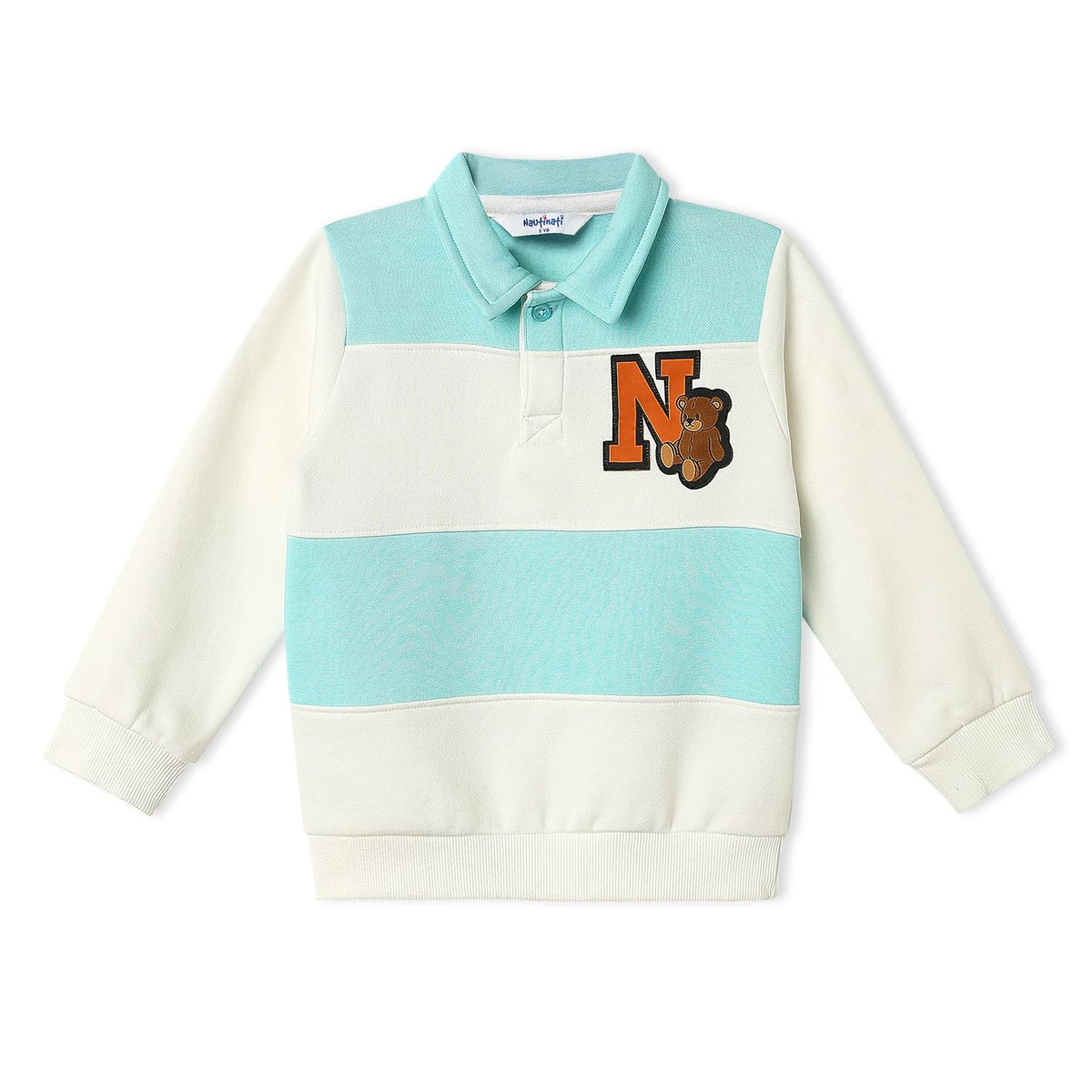 Nauti nati Boys Fleece Collar Neck Sweatshirt Blue 18-24