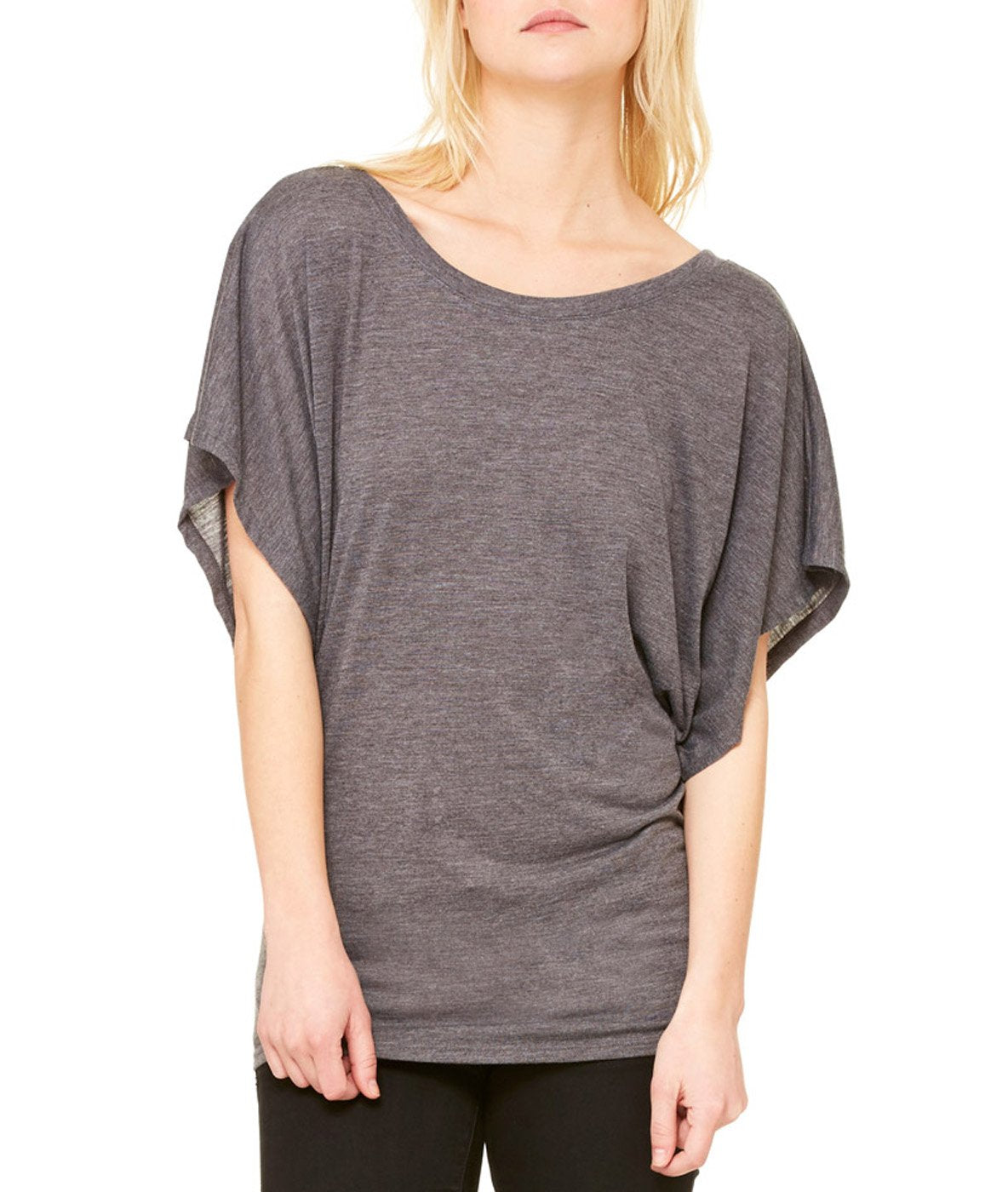 Ladies Flowy Draped Sleeve Dolman T-Shirt - BLAcK - S(D0102H7WH9X)