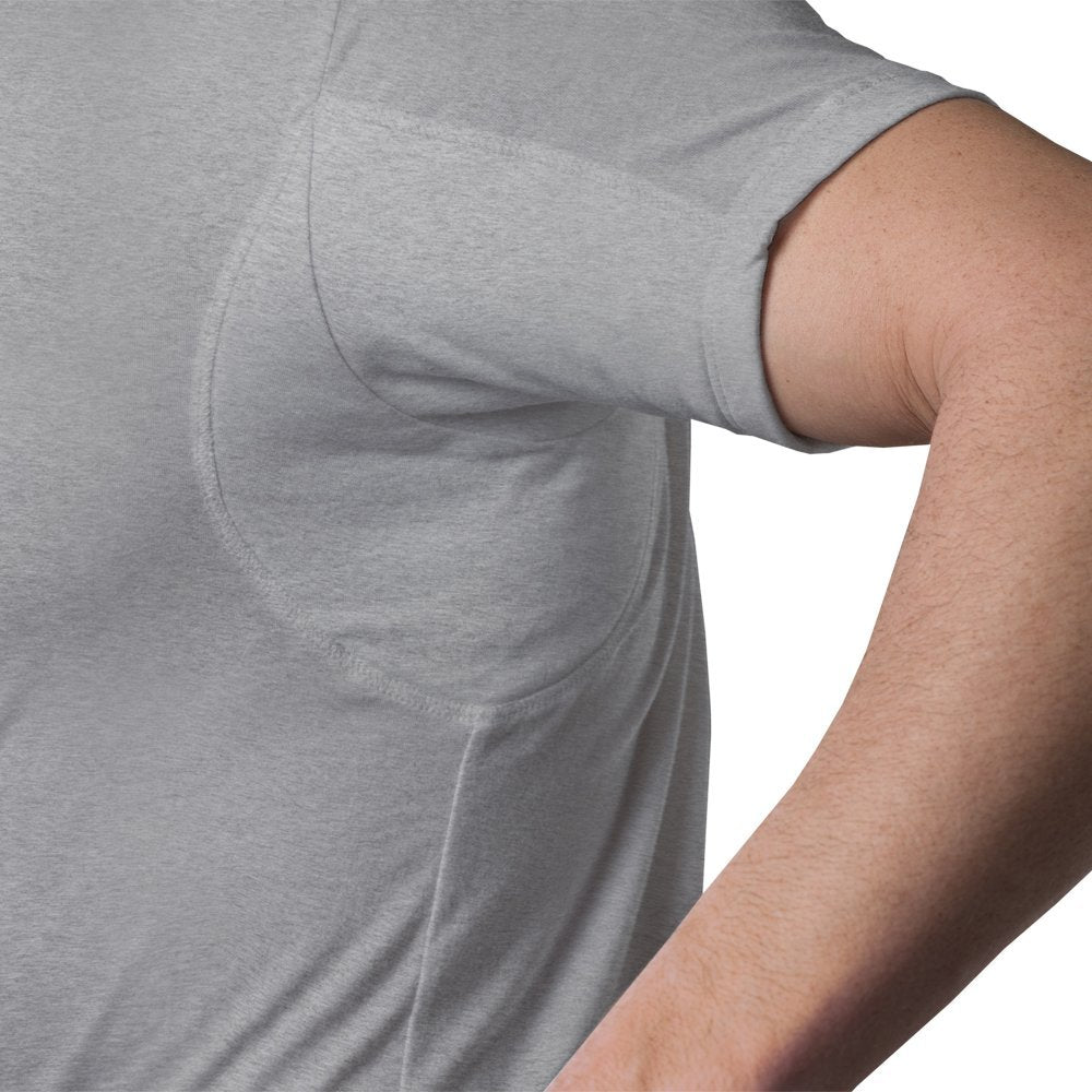 Sweatproof Undershirt for Men with Underarm Sweat Pads (Original Fit, Crew Neck) Heather Grey