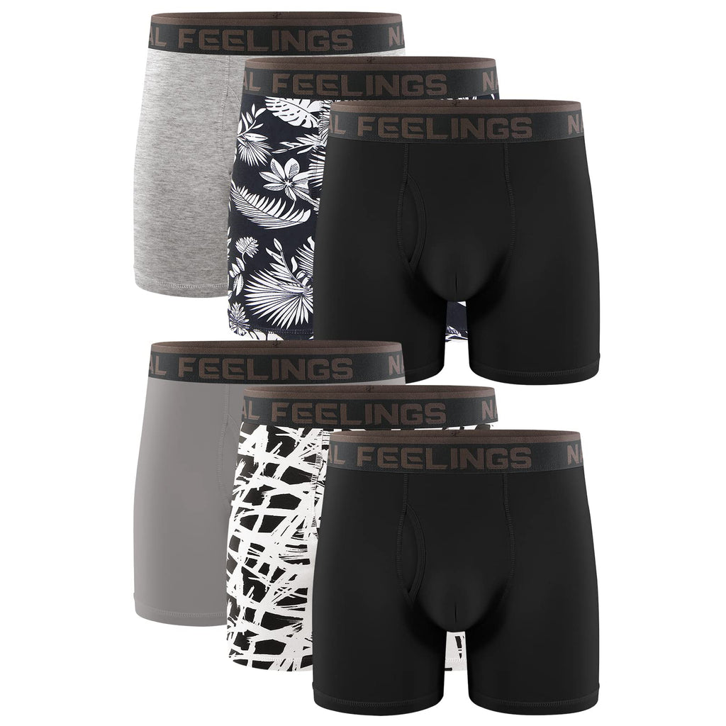 Natural Feelings Boxer Briefs Mens Underwear Men Pack of 6 Soft Cotton Open Fly Underwear