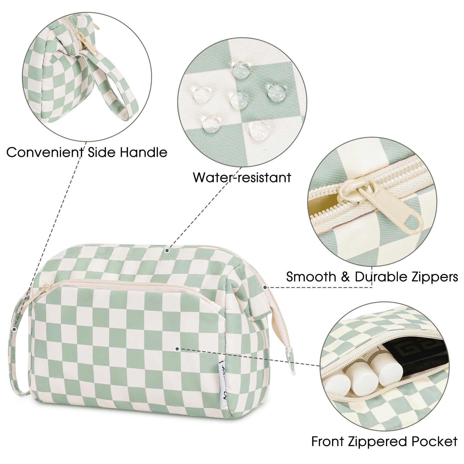 Narwey Large Women Makeup Bag Wide-open Make up Bag Travel Cosmetic Organizer Toiletry Bag for Cosmetics Toiletries Accessories